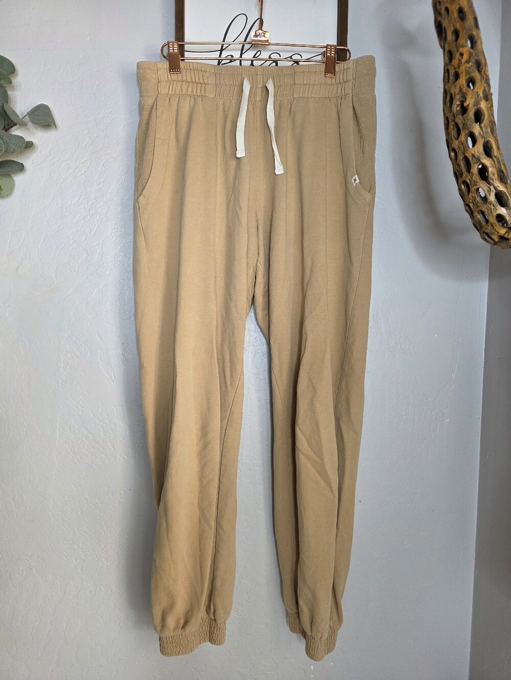 Ripcurl Relaxed Surf Tan Cotton Jogger Pants with Drawstring Size Medium